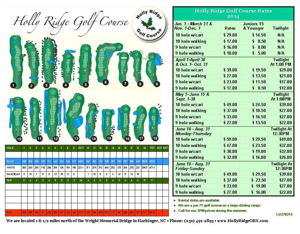 Holly Ridge Rate Sheet